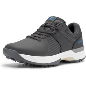 FitVille Extra Wide Men's Golf Shoes Waterproof, Professional Outdoor Spiked Golf Shoes for Men with Arch Support (Charcoal Grey, 10.5 X-Wide)