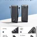 VEGER Portable Charger with Built-in AC Plug and Cables, All in One 10000mAh Ultra Slim Power Bank Travel Essentials, Fast Charging Battery Pack Compatible with iPhone, Samsung, Android (Black)