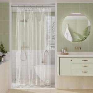 Amazer Stall Shower Curtain Liner, 36x72 Plastic Clear Shower Liner PEVA Medium Weight Inside Shower Curtains for Bathroom with Rustproof Grommets