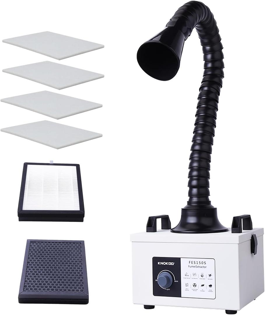 Solder Fume Extractor FES150S, 100W Strong Suction 200m/h 3 Stage Filtering Smoke Purifier for 5W 10W Laser Engraver and Desk Soldering Smoke Absorption Filtering(US-plug 110V)