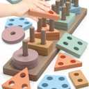 Montessori Toys for 1 2 Year Old Girl and Boy Birthday Gifts, Shape Sorter Wooden Toys for Toddlers Age 1-3 2-4, Learning Educational Sensroy Stacking Toddler Puzzles