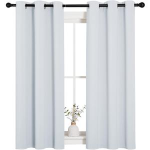 NICETOWN Room Darkening Curtain Panels for Bedroom, Easy-Care Solid Thermal Insulated Grommet Room Darkening Draperies/Drapes (Greyish White, 2 Panels, 34 by 54)