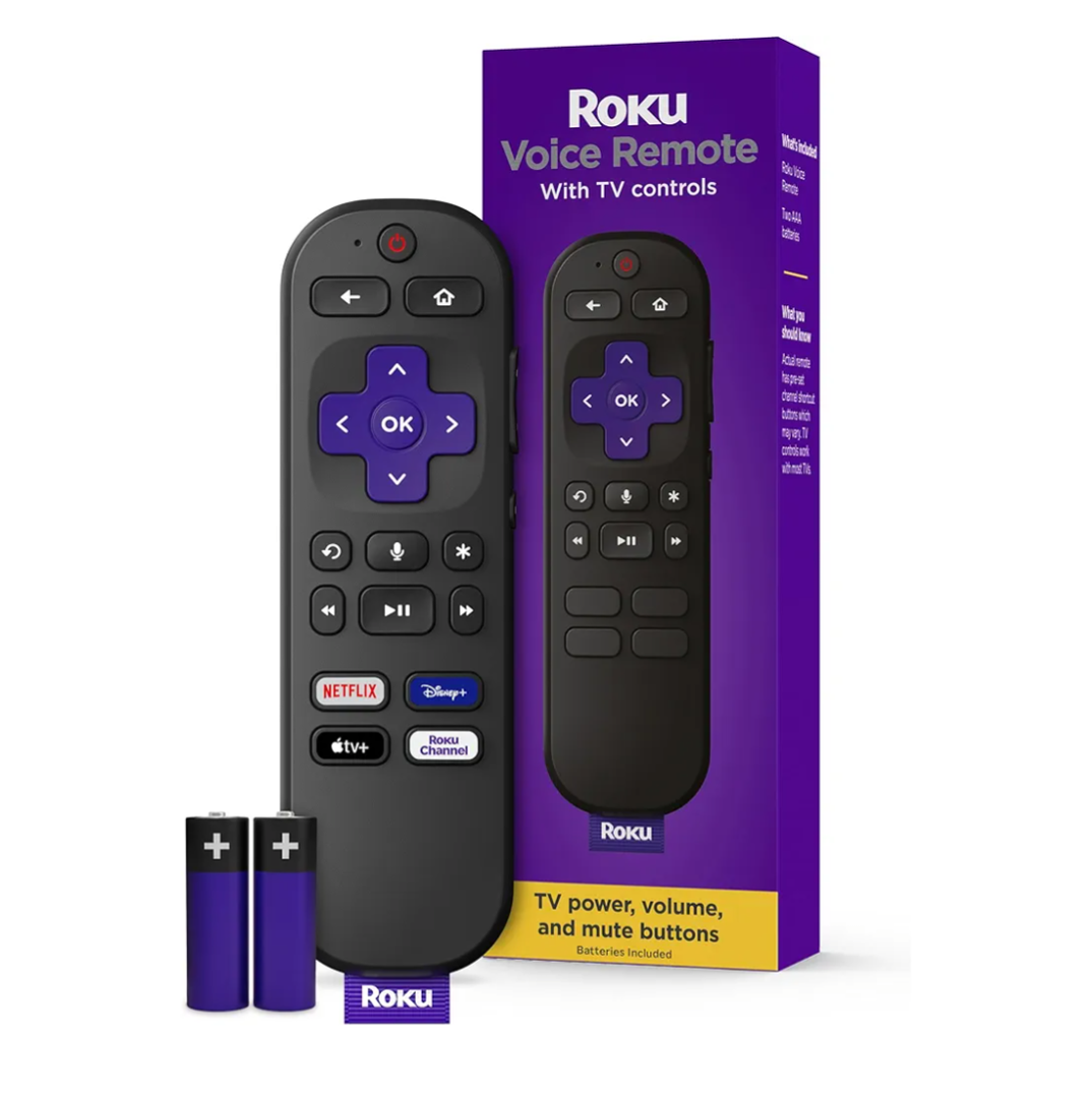 Roku Voice Remote | Replacement TV Remote Control with Voice Control, Simple Setup, & Pre-Set App Shortcuts - Compatible with Roku TV, Players, & Audio Devices