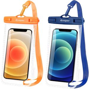 Rynapac IPX8 Waterproof Phone Pouch - 8.5in, 2 Pack Waterproof Phone Case for iPhone 17 16 15 Pro Max, Galaxy S26 S25 Ultra, Cellphone Dry Bag with Lanyard for Beach Vacation Travel Cruise Essentials