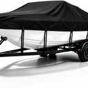 Waterproof Boat Cover 26-28 ft, 1200D Heavy Duty Boat Covers, Marine Grade Polyester, Trailerable Boat Cover 26-28 ft, Fits V-Hull, Tri-Hull, Bass, Fish & Ski, Runabout