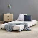 VECELO Twin Trundle Bed Frame Only/Roll Out/Enhanced & Up-Graded Metal Slats Support with Lockable Casters, White