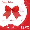 Mother's Day Bow Decorations, 12 Pcs Red Burlap Ribbon Bows for Wreaths, Mother's Day Tree Ornaments Decor, Wedding Decorations for Home Indoor