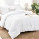 CozyLux California King Comforter Set White, 3 Pieces Cal King Solid Breathable Quilted Bedding Sets for All Seasons, Luxury Soft Lightweight Bed Set with Down Alternative Comforter and 2 Pillowcases