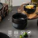 S&Q'S CERAMICS Ceramic Small Bowls for Kitchen, Set of 6, 9 ounces Ice Cream Bowls, Small Serving Bowls for Soup, Dipping, Condiments, Side Dishes, Snack, Prep (Black and Grey (4.25 inch)