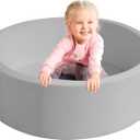 TRENDBOX Foam Ball Pit, 36" x 12" Indoor Outdoor Soft Round Ball Pool Playpen Ideal Gift Toy for Babies Kids and Toddler Children (No Balls) - Light Gray (90CM)