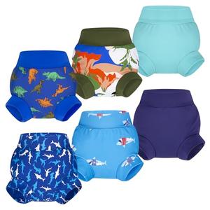 BIG ELEPHANT 4Pcs Baby Swim Diaper, Waterproof Reusable Swimming Diapers for Boys, Soft Washable Swim Wear, 2T