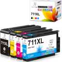 Miss Deer 4 Pack 711XL Ink Cartridges High Yield Compatible Replacement Ink for HP 711 711XL Ink,Work for HP Designjet T120 T520 24-in T520 36-in Printer(Black,Cyan,Magenta,Yellow)