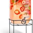 2 Gallon Glass Beverage Dispenser with Stainless Steel Spigot on Metal Stand - Decorative Mason Jar Dispenser For Sun Tea, Iced Tea or Kombucha