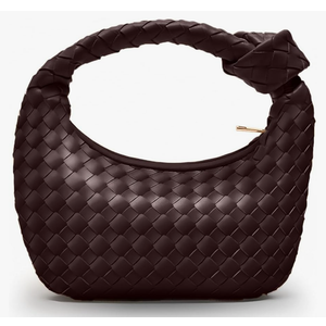 Knotted Woven Leather Handbags Tote with Detachable Bow For Women, Trendy Hobo Dumpling Purse Bag 2024.