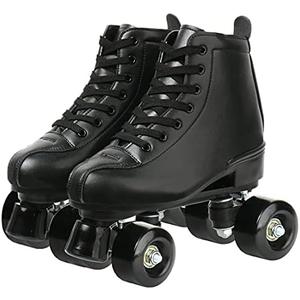 XUDREZ Classic Roller Skates High-Top Double-Row Leather Roller Skates for Women and Men (Size: 41-Men:7.5-Women:9)
