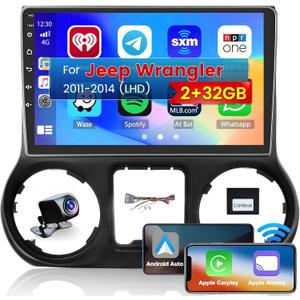 Roinvou [2G+32G] Android 13 Car Stereo for Jeep Wrangler 2011-2014 with Wireless Carplay Android Auto, 10.1" Touch Screen Car Radio Support GPS/WiFi/Bluetooth/26UI/Voice Control/SWC