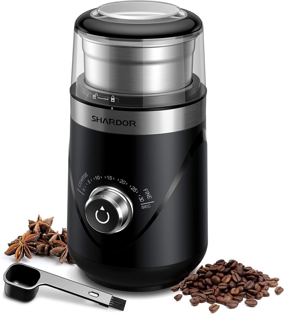 NAYA PREMIUM COFFEE Grinder, Precision Grind Coffee Bean Grinder, 2.5oz Coffee Grinders for Home Use, Automatic Espresso Grinder, 150 Watts Compact Electric Coffee Grinder, Espresso Bean Grinder