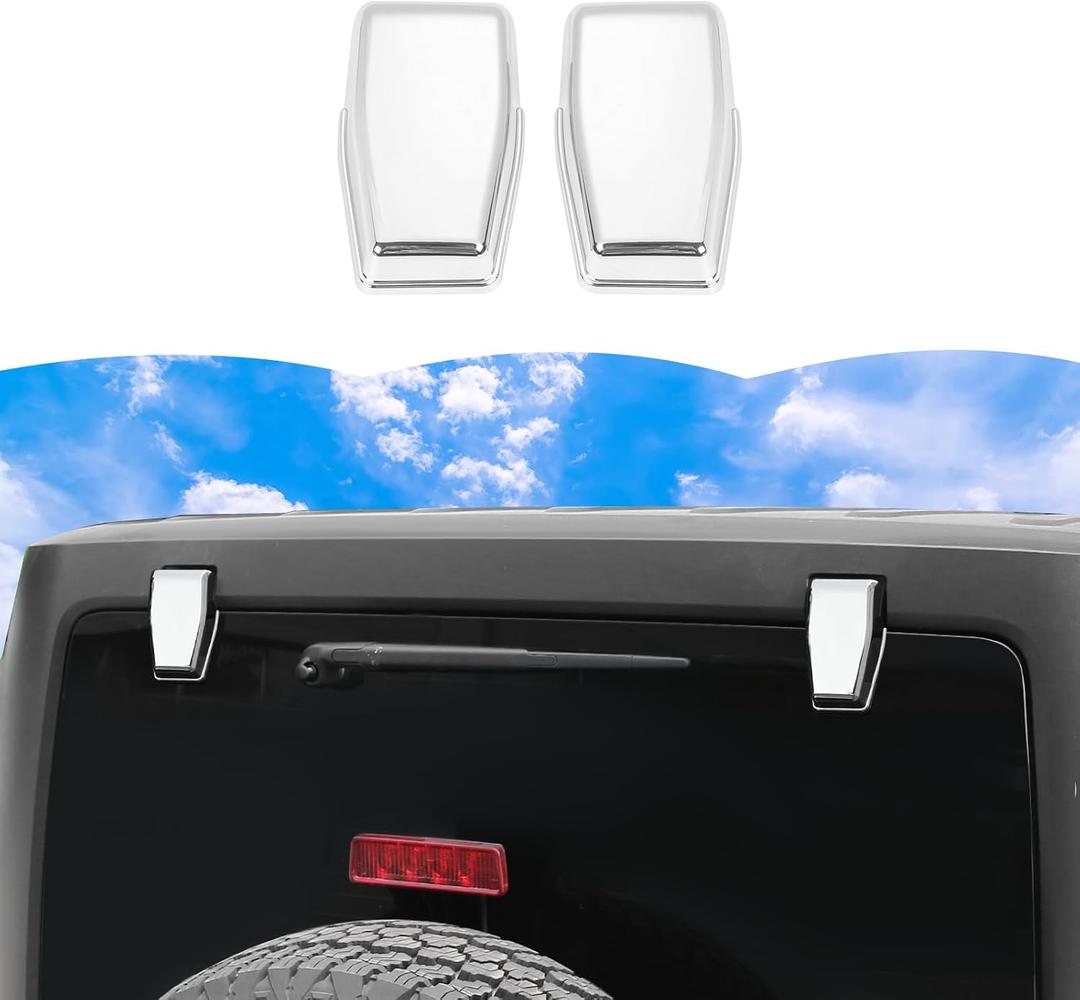 RT-TCZ Tail Window Hinge Cover Rear Window Hinge Cover Tail Door Hinge Cover Decoration Exterior Accessoris for Jeep Wrangler JK JKU 2007-2017 (Chrome)