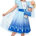 LQSZ Doll and Girl Matching Princess Dress Outfits for Girls and 18" Matching Doll and Girl Clothes ((11-12)Years, Blue-snow Princess-b)