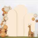 Beige Arch Backdrop Cover Set of 3 Wedding Arch Cover 4x5x6FT Round Top Arch Stand Cover for Fitted Arch Covers Spandex Backdrop Covers Set for Wedding Party Ceremony Decorations (4FT, 5FT, 6FT)