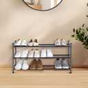 STORAGE MANIAC Expandable Shoe Rack, 12 Pairs Stackable Small Shoe Rack, Metal Adjustable Shoes Organizer for Closet, Entryway, Hallway, Garage, Front Door, Shoes Shelves, Black 3 Tier