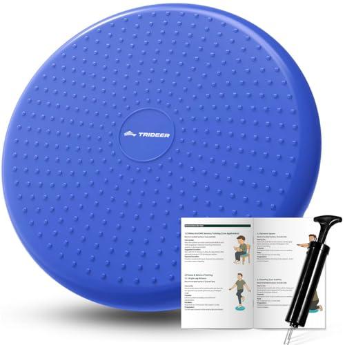 Trideer Wobble Cushion with Inflation Pump - Wiggle Seat for Sensory Kids, Balance Disc (Extra Thick)