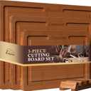 Empune Bamboo Cutting Board Set, Wood Cutting Boards for Kitchen with Holder Wooden Chopping Board for Meal Prep & Serving, Brown