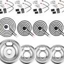 Silver Burner Drip Pans W10196405(8) W10196406(6) Electric Stove Burners MP15YA(6") MP21YA(8")330031 Surface Element Receptacle Compatible for Whirlpool Kenmore Maytag Amana by MIFLUS