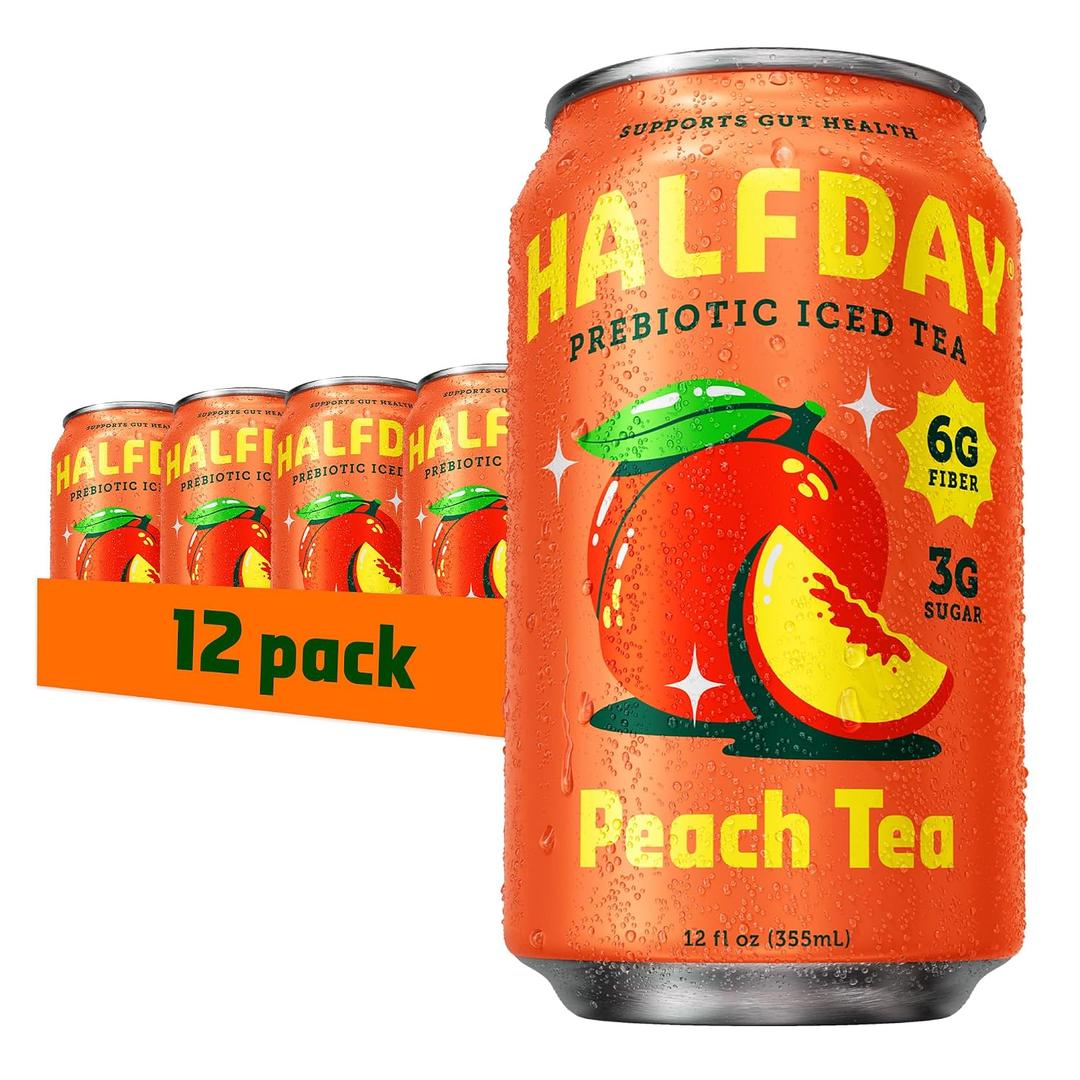 Halfday Tonic Peach Green Tea, Plant Based, 12 Fluid Ounces (Pack Of 12), BBD: 05-10-2028