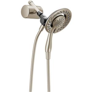 Delta 4-Setting In2ition 2-in-1 Dual Shower Head with Clarifi Standard Shower Filter Attachment, Brushed Nickel Shower Head with Filter, SpotShield Brushed Nickel 7SF110BSN