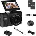 LENANE 5K Digital Camera for Photography with WiFi, 75MP Ultra HD Vlogging Camera for YouTube with 3" 180 Flip Screen,18X Zoom Autofocus Compact Cameras for Beginners Teens with 64GB SD Card. (Black)