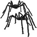JOYIN 2 Pack 5 Ft Halloween Outdoor Decorations Hairy Black Spider, Scary Giant Spider, Fake Large Haunted House Props, Halloween Yard Lawn Decorations Party Indoor Decor