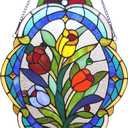 Chloe Lighting 15.5x22.5 Kelda Tiffany-Glass Tulip Window Panel
