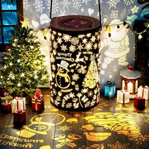 Christmas Solar Lanterns Outdoor with Two Light Modes, Waterproof Hanging Solar Light for Christmas Decoration, Garden dcor Gifts for Women, Solar Dcor for Porch, Pond, Pathway