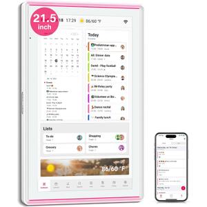 21.5 Inch Digital Calendar, Full HD Touchscreen Smart Planner for Family Schedules - Wall Mount, Great for Seamless Daily Planning & Household Organization, with LED Reminder Light