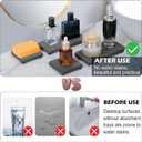 4PCS Water Absorbing Stone Tray for Sink, Fast Drying Stone Sink Tray, Water Absorbent Diatomite Trays, Stones Soap Diatomaceous Coaster, Stones Drying Trays for Bathroom Sinks and Kitchen Counter (Dark Gray)