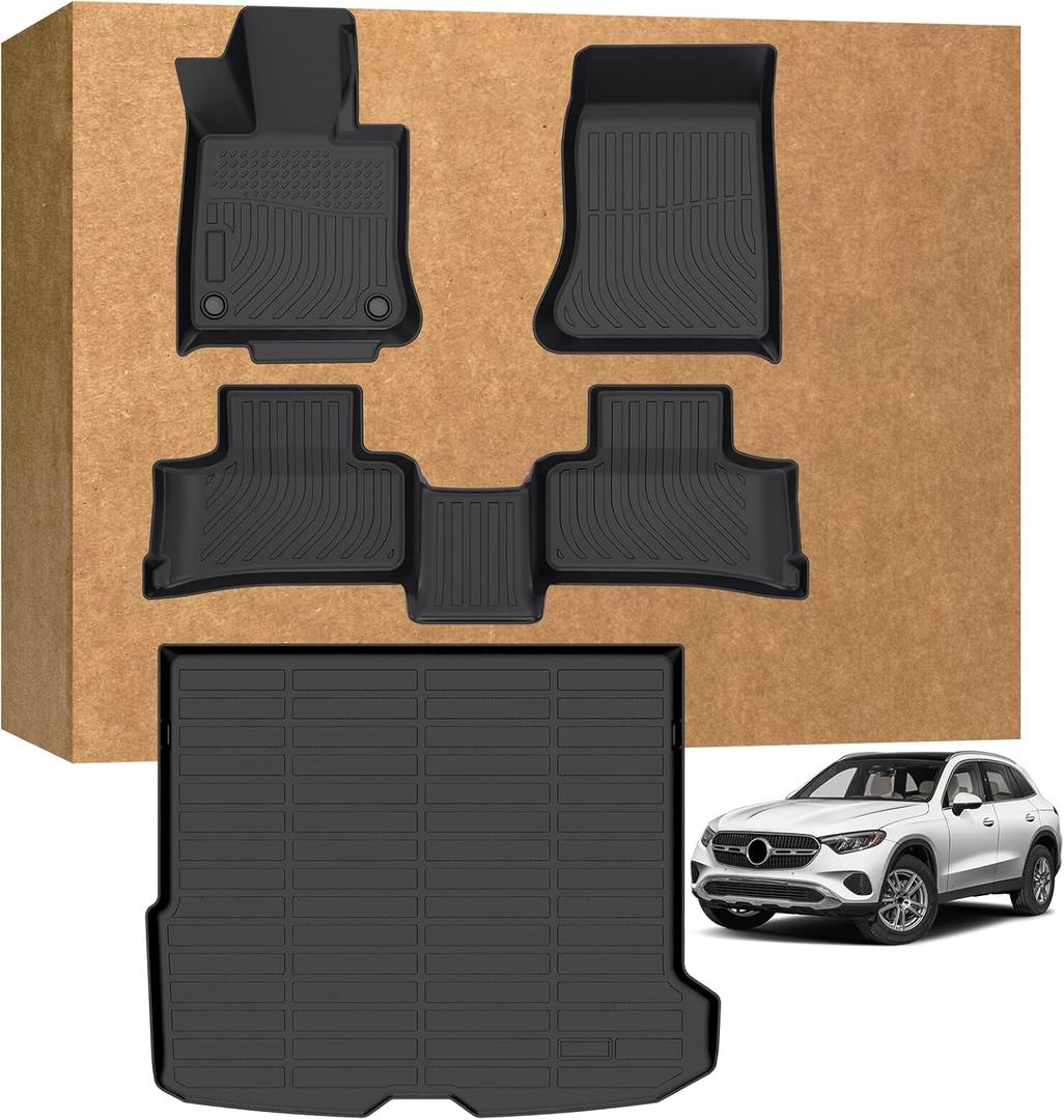 Floor Mats for Mercedes Benz GLC 300 / GLC 43 AMG/GLC 63 AMG 2023-2026 | (Not for Coupe or PHEV (350e)), Heavy Duty TPE Waterproof Non-Slip All Weather Protection, Floor Mats & Cargo Liner