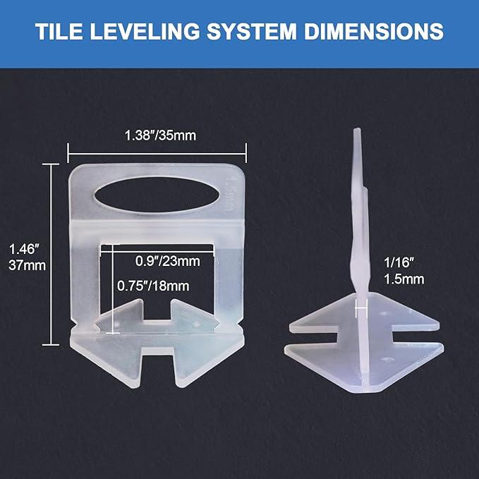 Tile Leveling System Clips 1/16 Inch 2000pcs Tile Leveling Spacer DIY Tiles Leveler Spacers 1.5mm Tile Tools Set Tile Leveling System for Professional Ceramic Stone Installation