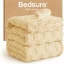 Bedsure GentleSoft Blankets Queen Size for Bed - Super Soft Cozy Blanket for Kids Girls, Large Fuzzy Fleece Throw for Bedroom Decor, Light Yellow, 90x90 Inches
