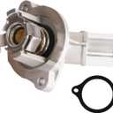MITZONE Aluminum Engine Coolant Thermostat Housing Assembly Compatible with 2016-2019 Chevy Cruze 2018-2025 Equinox 2016-2022 Buick Encore 2016-2025 Malibu 2018-2025 GMC Terrain (528074526(Upgrade Aluminum))