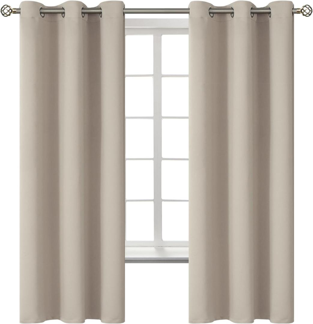 BGment Room Darkening Curtains 63 Inches Long - Grommet Thermal Insulated Drapes Window Treatment Curtains for Bedroom, 2 Panels, 42 x 63 Inch, Camel