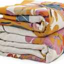 MSGKV Boho Throw Blanket 60''x80'',100% Cotton Blankets for Couch Bed,Cotton Quilt Travel Muslin Blankets Farmhouse Home Decor Soft Lightweight Picnic Blanket (60" x 80", D-flower and Butterfly)