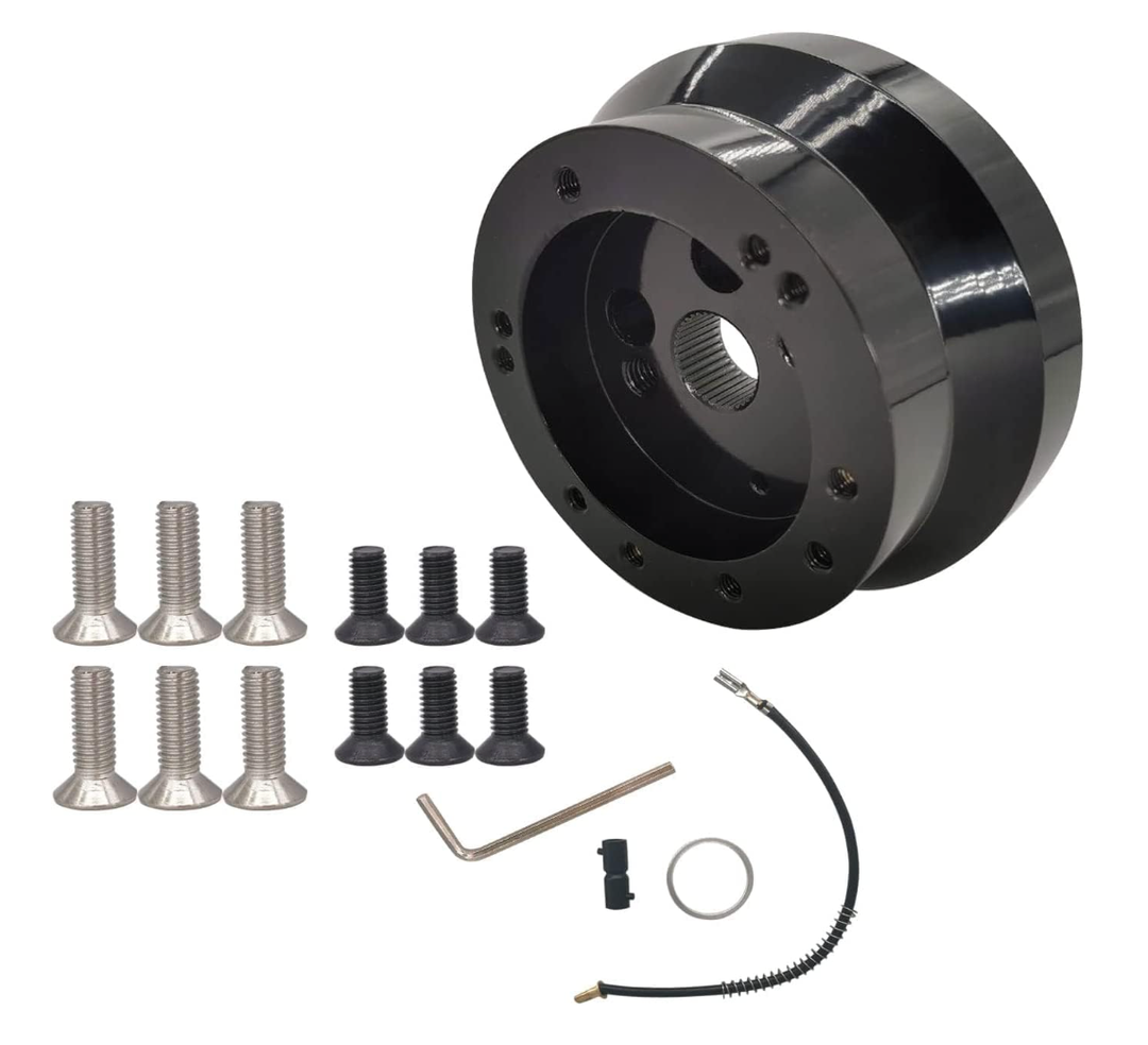 UcarSoon 5 & 6 Hole Billet Steering Wheel Hub Adapter Replacement for Chevy 1969-1994 GMC Truck Pickup Van-s J-eep Bui-ck Chry-sler Dod-ge Pon-tiac Ca-dillac (Black)