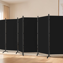 Room Divider-Folding Privacy Screens, 6 ft Partition Room Dividers Wall for Separation, Home, Office, Classroom, Studio (Black, 6 Panel)