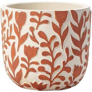 Napco Imports Indoor Outdoor Plant Succulent Herb Flower Pot 6.5 Inch Concrete Floral Design