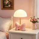 Bow Lamp - Pink Bow Lamp for Girls Room & Nursery, Small Pink Coquette Bedside Night Light, Cute Table 3-Way Dimmable Light for Bedroom Living Room Home Decor