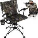REDCAMP 360 Degree Swivel Hunting Chair for Blinds, Folding Hunting Seats with Armrest for Camping Backpacking Fishing (Camo1 Pc)