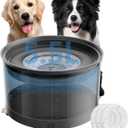 5.5L No Spill Water Bowl for Dogs, 1.45Gallon No Splash Large Dog Water Bowl with Floating Disk, Spill Proof Slow Drinking Dog Bowl for Messy Drinkers and Senior Dogs Indoor/Outdoor Use Gray