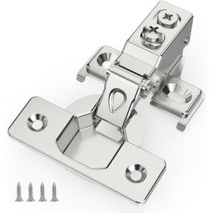 Chibery 20 Pack 5/8" Overlay Hinges, 48mm Quiet 3D Soft Close Stainless Concealed for Face Frame Door Frameless Door, Self Closing Hidden, 105 Open Angle Concealed Kitchen Replacement, Satin Nickel
