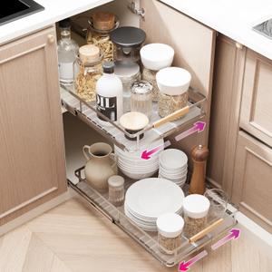 Pull Out Cabinet Organizer, Expandable(10.2"~16.4") Cabinet Drawers Slide Out, Adjustable Width Roll 0ut Shelf Cabinet Organizer for Kitchen Base Cabinet Organization (Small, 1Pack)